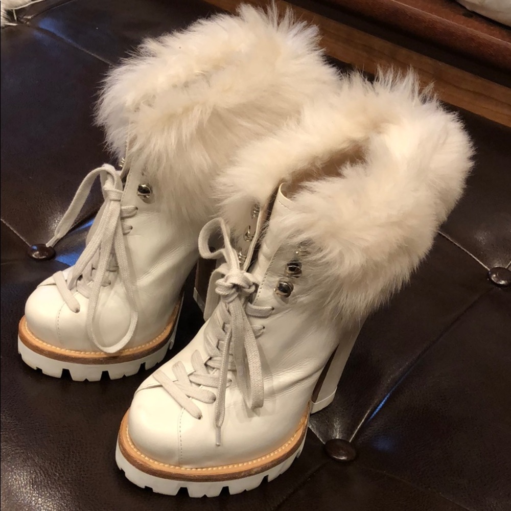 Prada size 38 ankle booties cream color Used twice